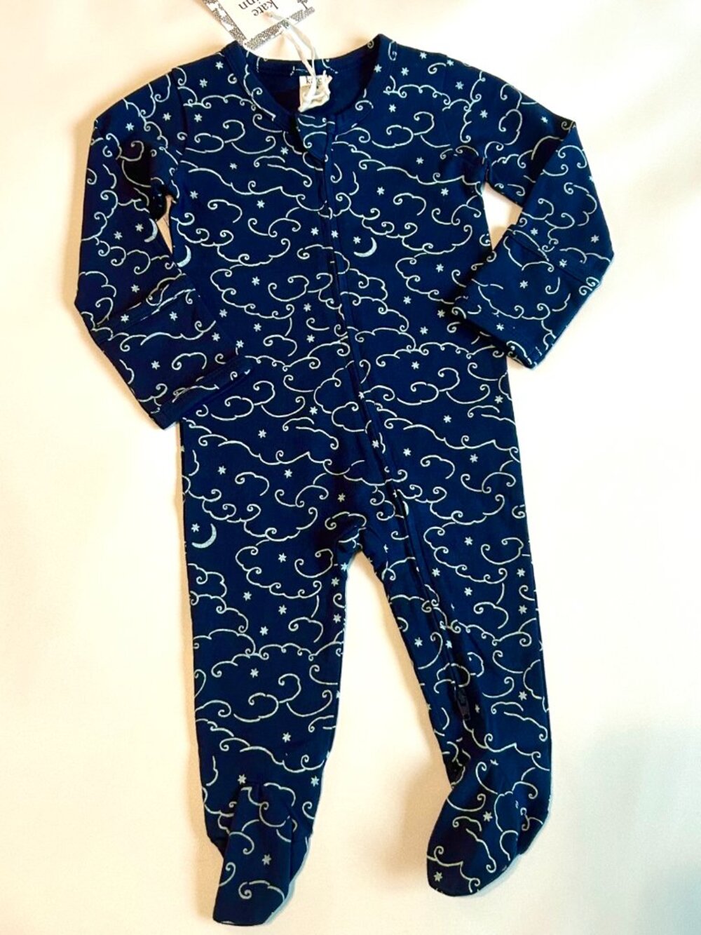 NWT Kate Quinn 6-9M Night Sky Footie Organic Cotton Navy Baby Pajamas